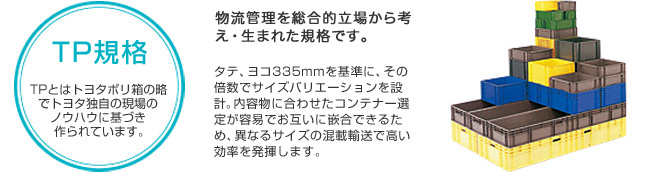 TP規格 物流管理を総合的立場から考え・生まれた規格です。