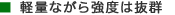 軽量ながら強度は抜群